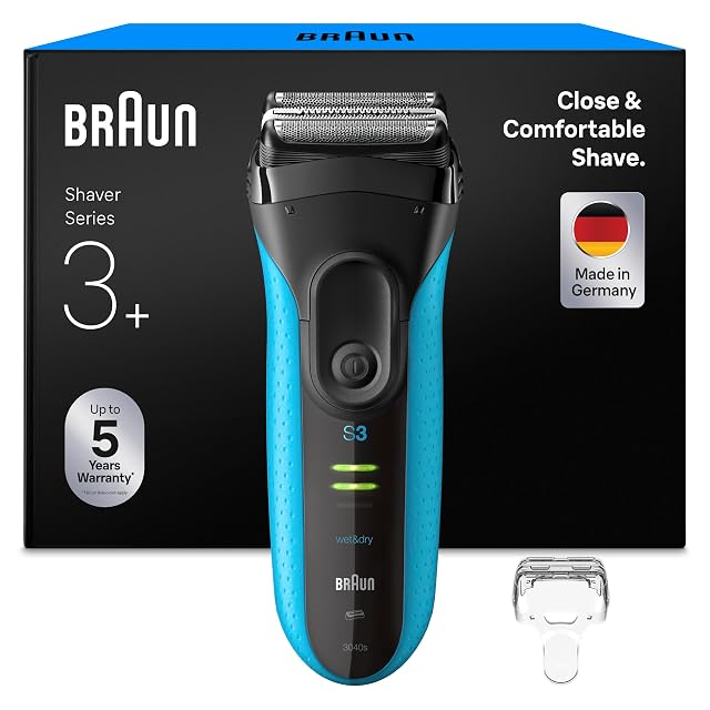 Afeitadora de láminas Braun Series 3+ 3040si en azul con recortador de precisión