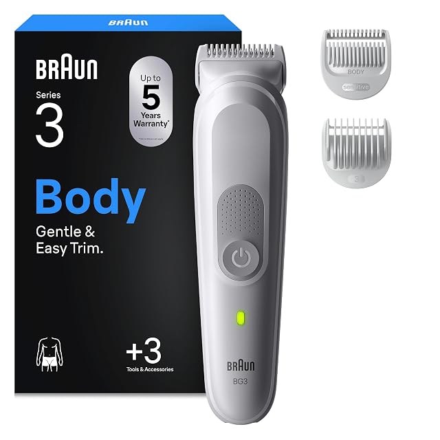 Recortadora corporal Braun Bodygroomer Series 3 BG3530 en gris con peine para zonas sensibles