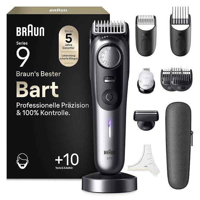 Recortadora de barba Braun Series 9 BT9545 en cromo con ProBlade y cabezal de afeitado de precisión