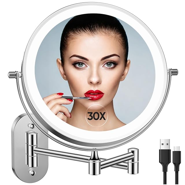 Espejo de maquillaje con luz de pared FUNTOUCH sobre brazo extensible