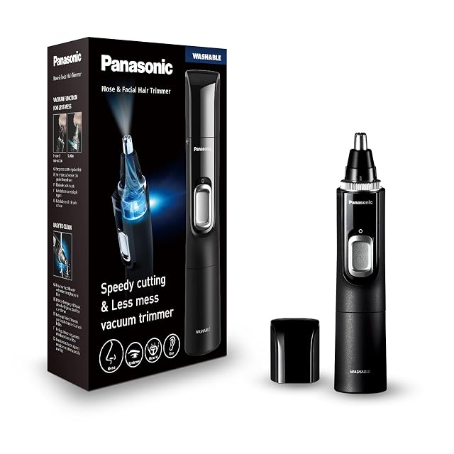Recortadora de vello de nariz y orejas Panasonic ER-GN300 en negro con sistema de aspiración