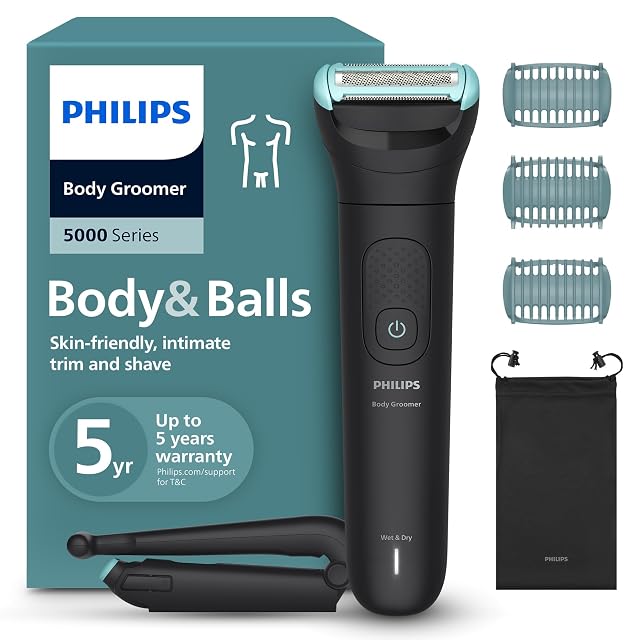 Philips Bodygroom 5000 BG5480 con mango plegable para la espalda y peines corporales