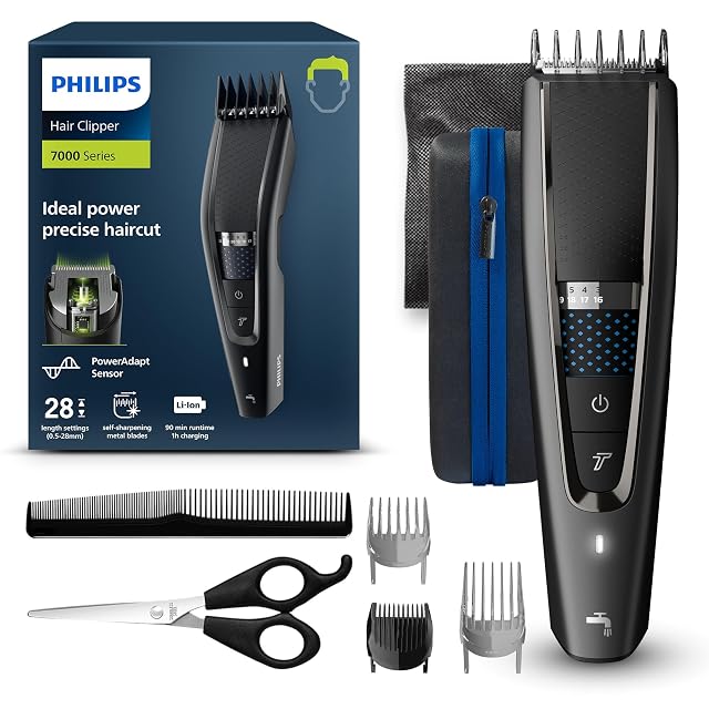 Cortapelos Philips HC7650 Series 7000 con cuchilla DualCut y peine Trim-n-Flow