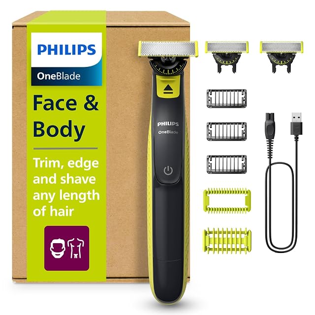 Recortadora facial y corporal Philips OneBlade 360 QP2824 con peines de barba y protector de piel