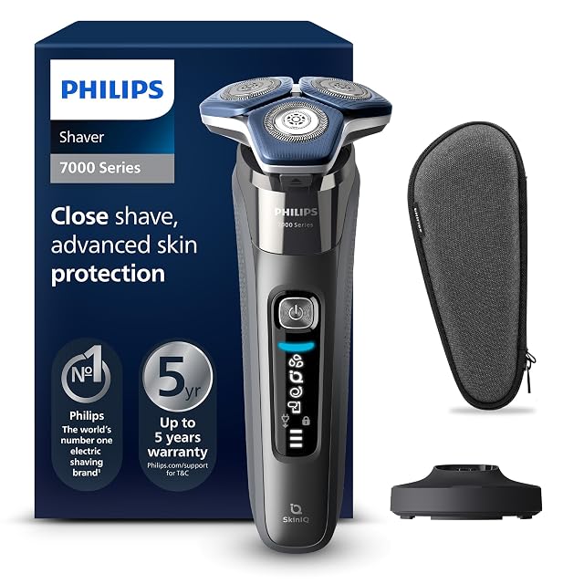 Afeitadora rotativa Philips Shaver Series 7000 S7887 con base de carga y estuche de viaje