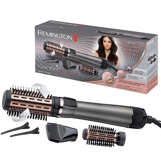 Cepillo de aire caliente giratorio Remington AS8811 Keratin Protect con dos cabezales redondos
