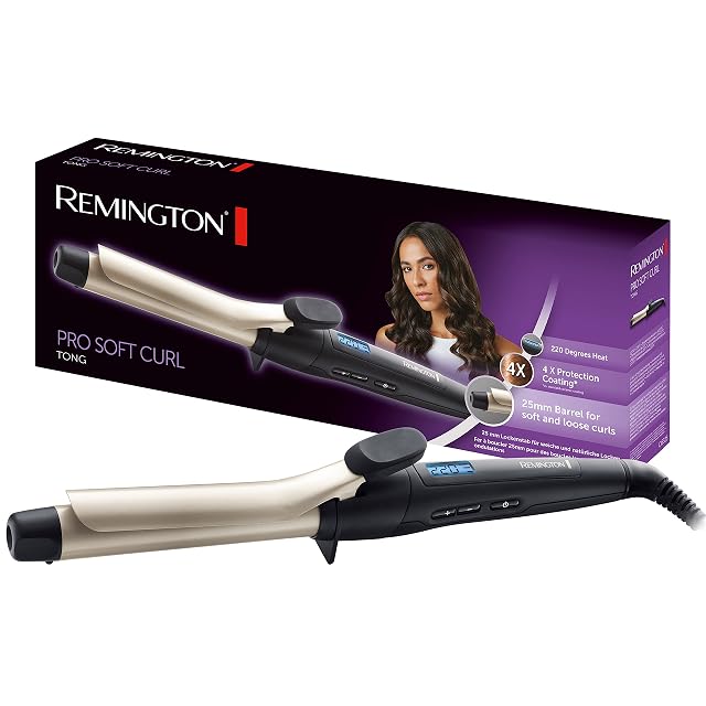 Tenacilla de rizar Remington Pro Soft Curl CI6325 de 25 mm en negro y crema