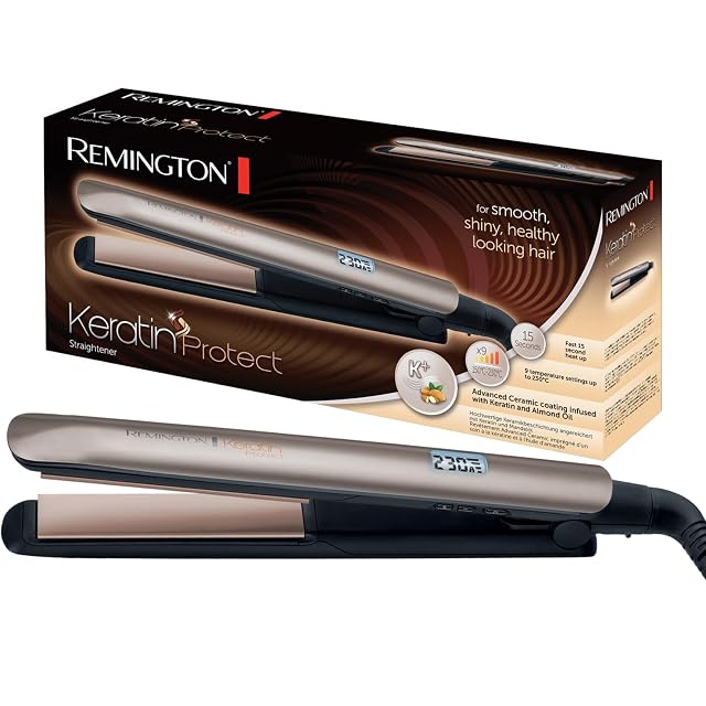 Plancha de pelo Remington S8540 Keratin con pantalla LCD y placas de 110 mm